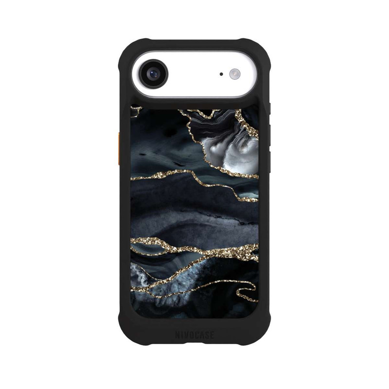 iPhone Air NIVOmax Dunkler Marmor Gold Glitzerlook