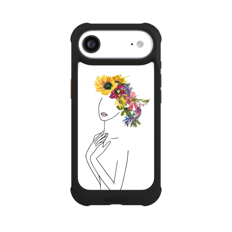 iPhone Air NIVOmax Line Art Frau mit Blumenkrone