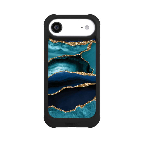 Apple iPhone Air NIVOmax Dark and Light Blue Marble Gold Glitter Look
