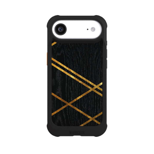 Apple iPhone Air NIVOmax Schwarzes geometrisches Muster Goldene Streifen