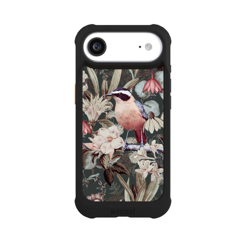 iPhone Air NIVOmax Oiseau orange à motif de fleurs vintage