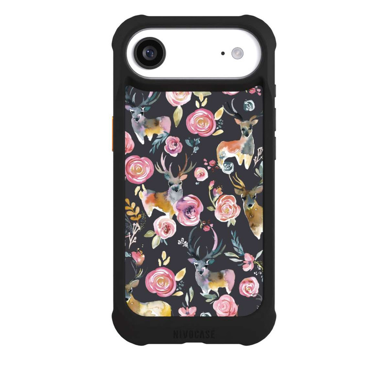 iPhone Air NIVOmax Hirsche und Blumen Anthrazit