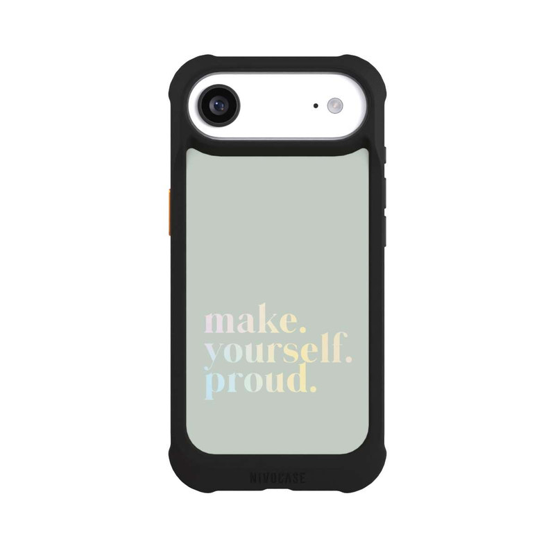 iPhone Air NIVOmax Make Yourself Proud Zitat-Minze und Farbverlauf