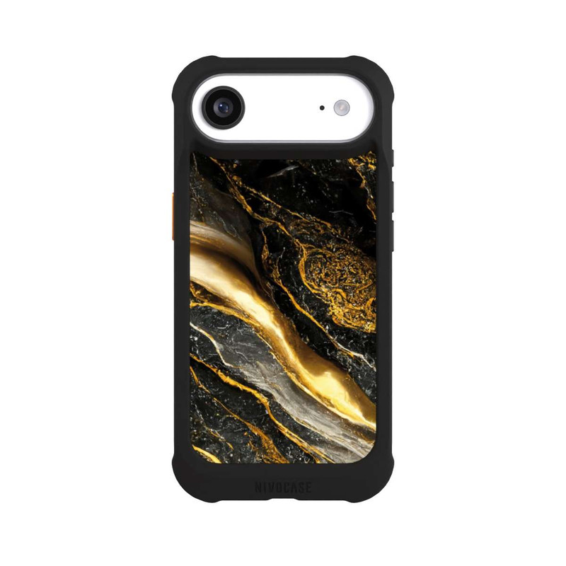 iPhone Air NIVOmax Black Marble Gold Print Layers