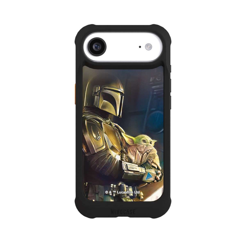 iPhone Air NIVOmax Mandaloriens et Grogu à l'intérieur du vaisseau