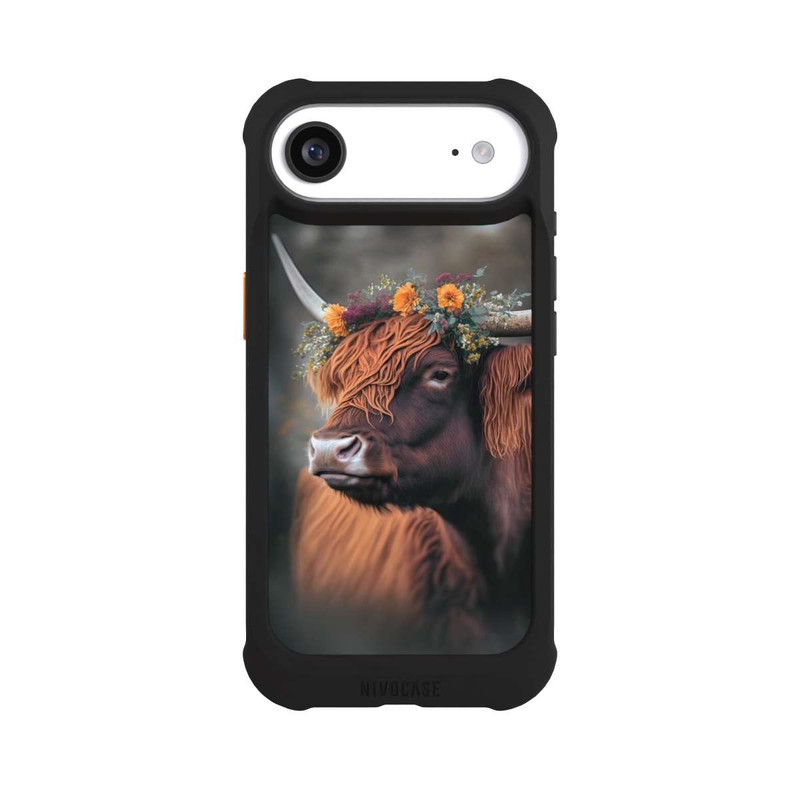 iPhone Air NIVOmax Vache des Highlands avec des fleurs avec IA