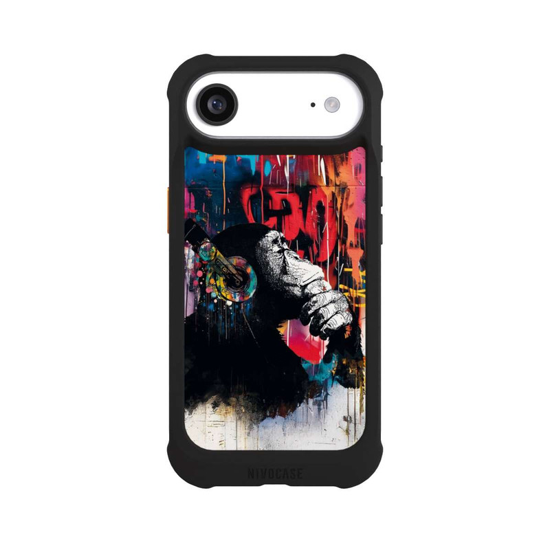 iPhone Air NIVOmax Affe Stereo Kopfhörer Graffiti Street Art Blau