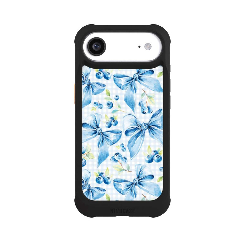iPhone Air NIVOmax Blaue Schleifen und Blaubeeren mit KI