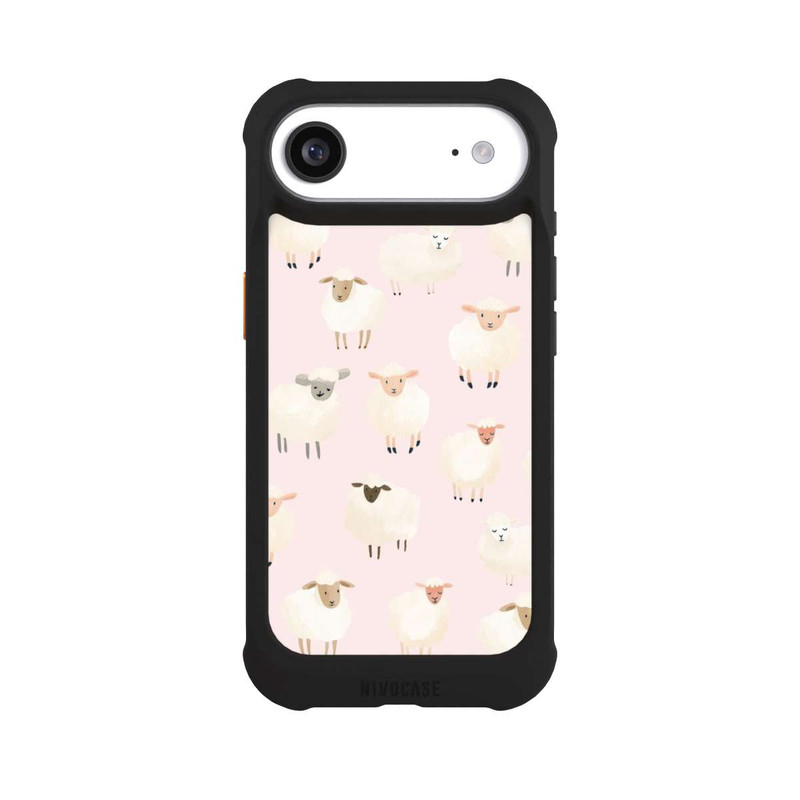 iPhone Air NIVOmax Schafe auf Rosa Hintergrund mit KI