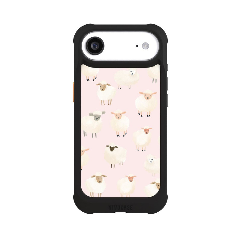 iPhone Air NIVOmax Schafe auf Rosa Hintergrund mit KI