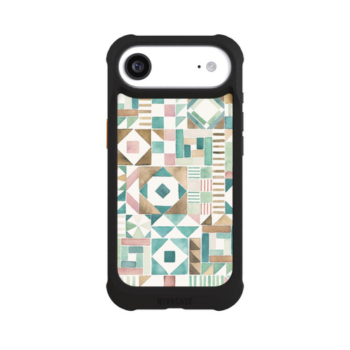 Apple iPhone Air NIVOmax Geometric Blocks Retro Vintage Patchwork Green