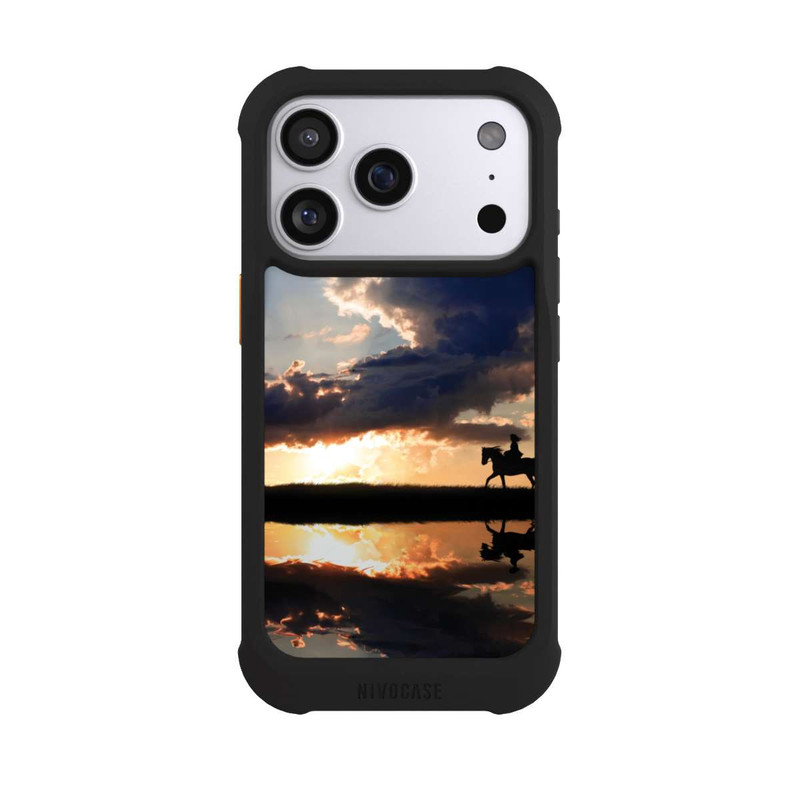iPhone 17 Pro NIVOmax Randonnée à Cheval au Crépuscule