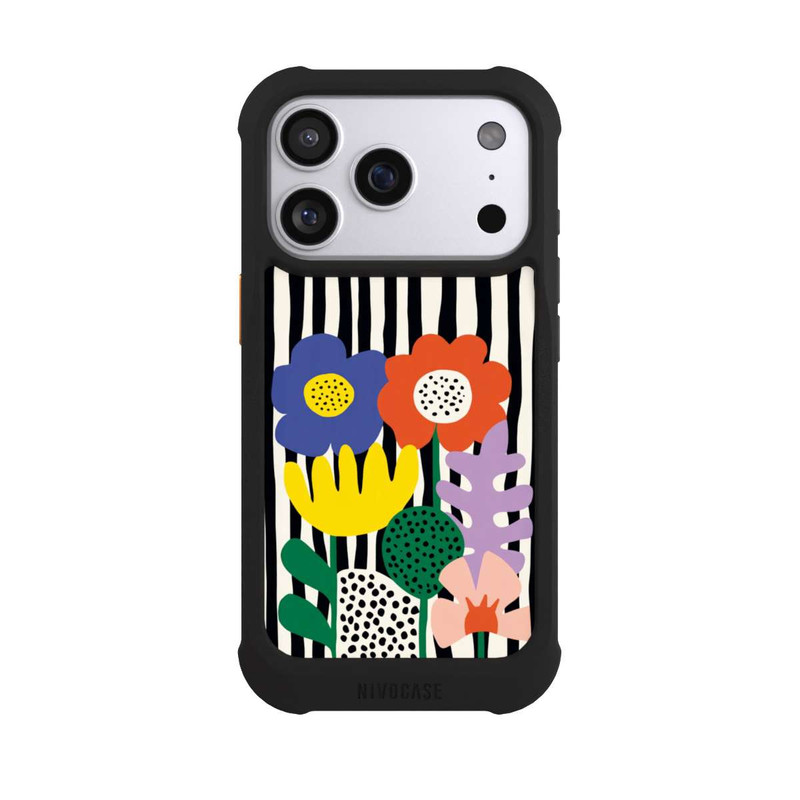 iPhone 17 Pro NIVOmax Flowers Striped Background