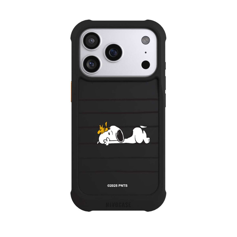 iPhone 17 Pro NIVOmax Snoopy Woodstock Streifen Peanuts Transparent