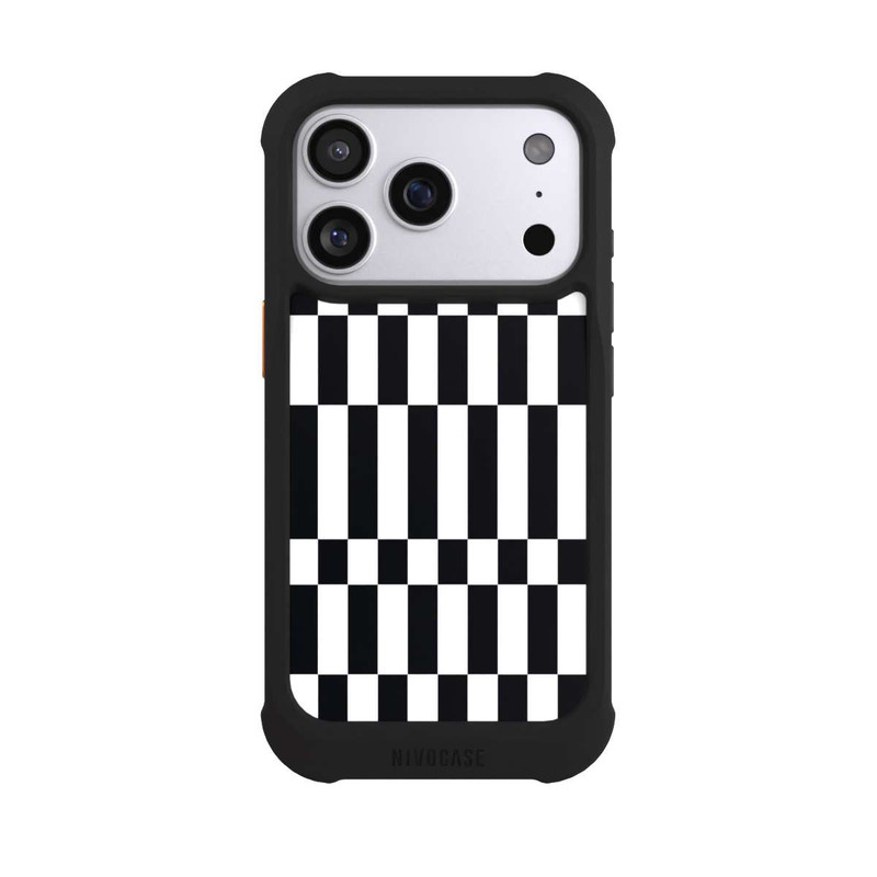 iPhone 17 Pro NIVOmax Checked Abstract Bold Black and White Color Block