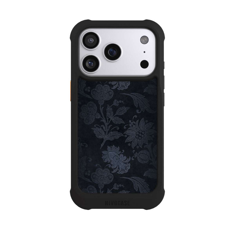 iPhone 17 Pro NIVOmax  Silberne Blumen auf Samt