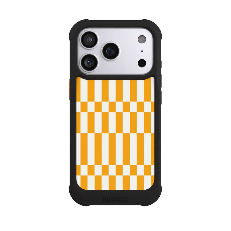 iPhone 17 Pro NIVOmax Motif à Carreaux d'Été Jaune Vif