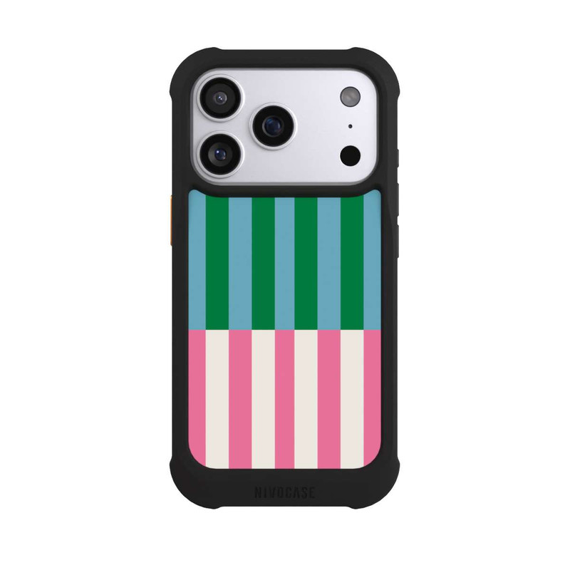 iPhone 17 Pro NIVOmax Motif Rayé Vert Rose