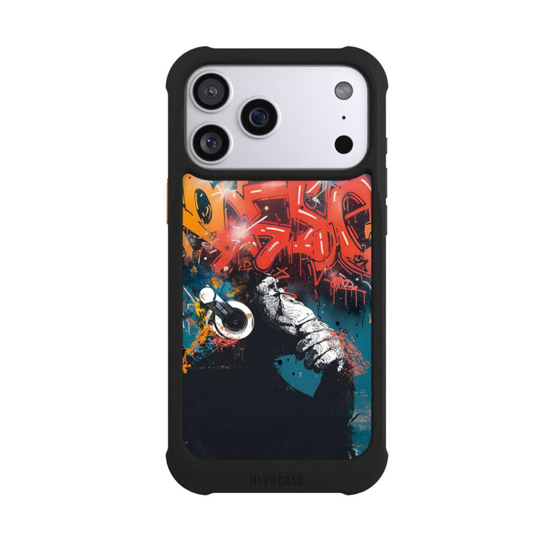 iPhone 17 Pro Max NIVOmax Affe Stereo Kopfhörer Graffiti Street Art