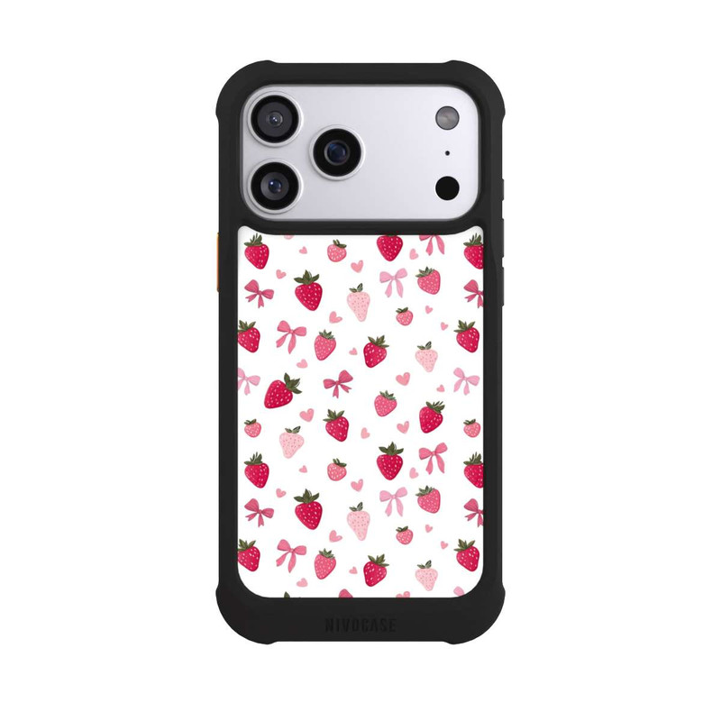 iPhone 17 Pro Max NIVOmax Erdbeer Herz Schleifen Muster Pink