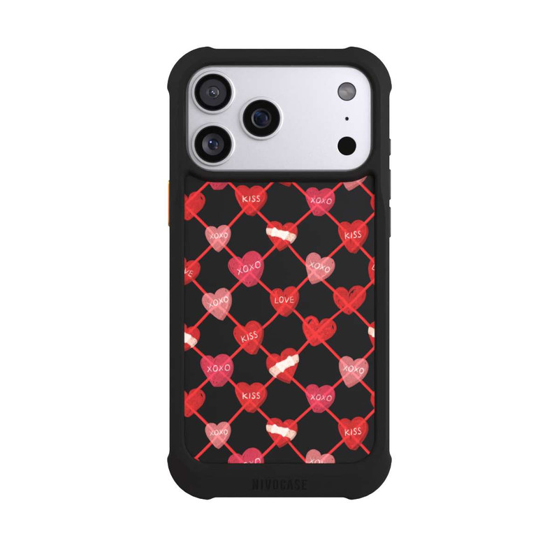 iPhone 17 Pro Max NIVOmax Heart Pattern XOXO Red