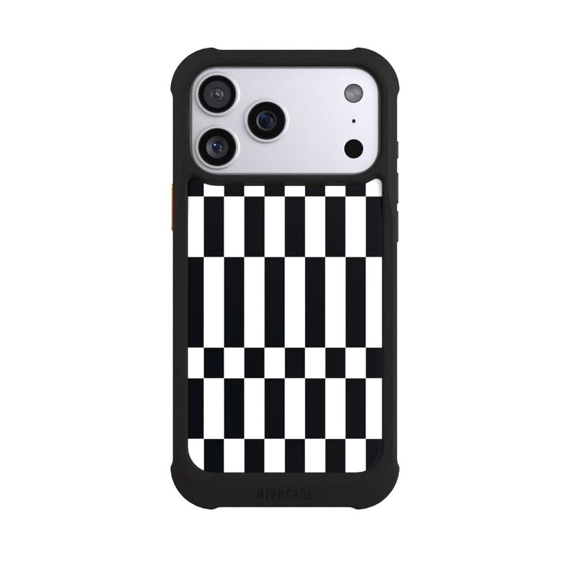 iPhone 17 Pro Max NIVOmax Checked Abstract Bold Black and White Color Block