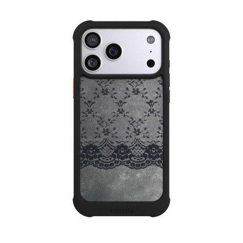 Apple iPhone 17 Pro Max NIVOmax Schwarzes Spitzenmuster auf grauem Hintergrund