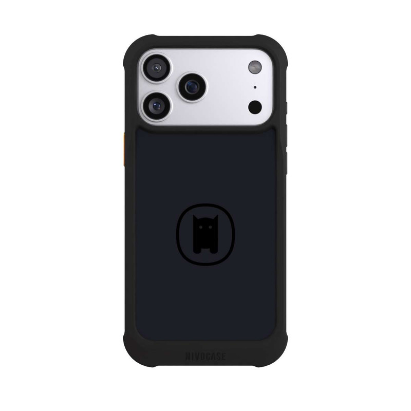 iPhone 17 Pro Max NIVOmax Nivocase Logo Gross Schwarz Grau 