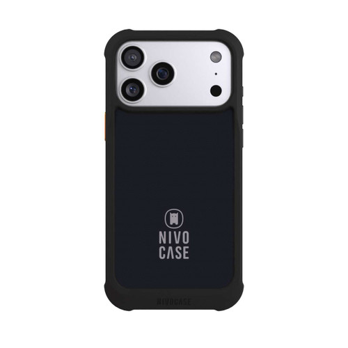 Apple iPhone 17 Pro Max NIVOmax Nivocase Logo Schwarz Grau