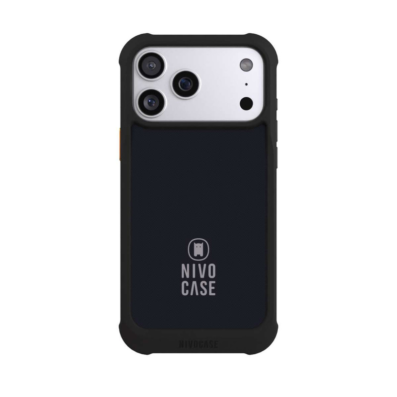 iPhone 17 Pro Max NIVOmax Nivocase Logo Schwarz Grau