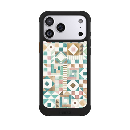 Apple iPhone 17 Pro Max NIVOmax Geometric Blocks Retro Vintage Patchwork Green