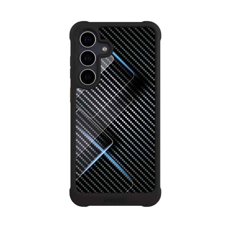 Galaxy S25 FE NIVOmax Blaue Linien auf Karbon