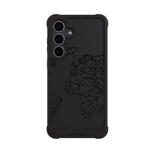 Samsung Galaxy S25 FE NIVOmax Polygon Weltkarte Schwarz ohne Hintergrund