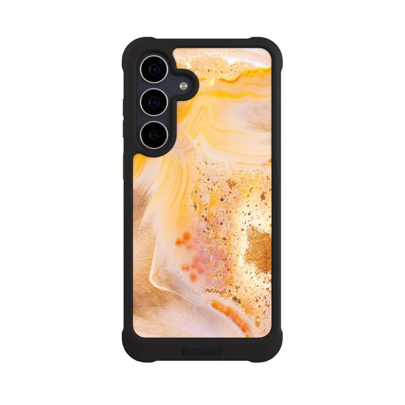 Galaxy S25 FE NIVOmax Orangefarbener Glitzer Marmorlook
