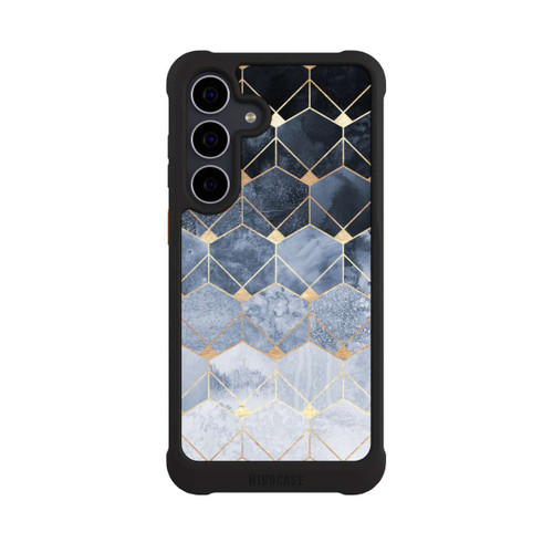 Samsung Galaxy S25 FE NIVOmax Impression Or Hexagones Bleus Et Diamants