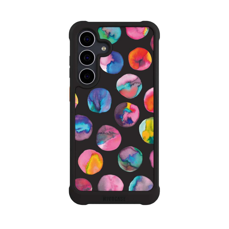 Galaxy S25 FE NIVOmax Bunte Tintenmurmeln Punkte Schwarz