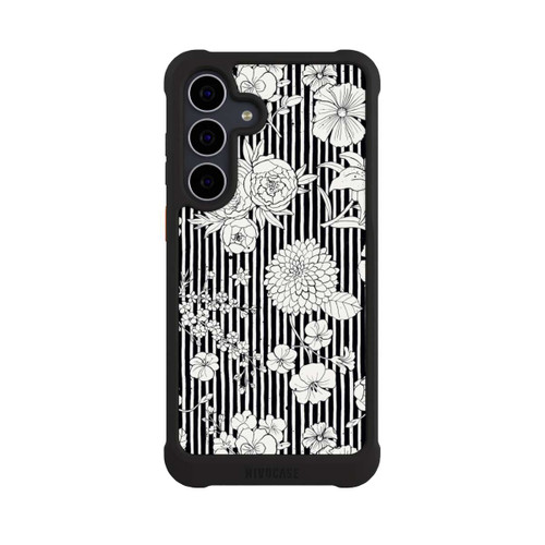 Samsung Galaxy S25 FE NIVOmax Blumen und Streifen Schwarz und Weiß