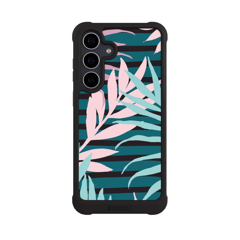 Galaxy S25 FE NIVOmax Pastell-Dschungelblätter rosa blaugrün