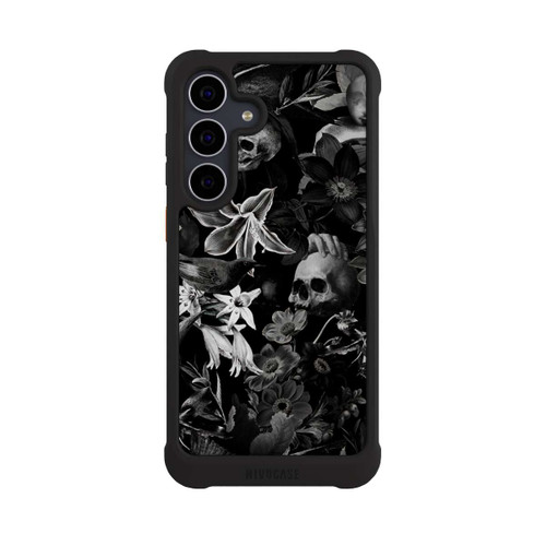 Samsung Galaxy S25 FE NIVOmax Skulls and Flowers on Black Background