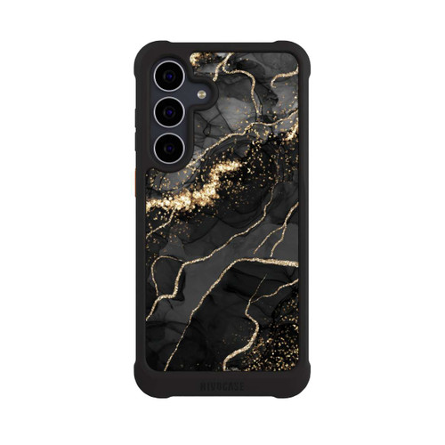 Samsung Galaxy S25 FE NIVOmax Look Spirales de Marbre Sombre &amp; Or