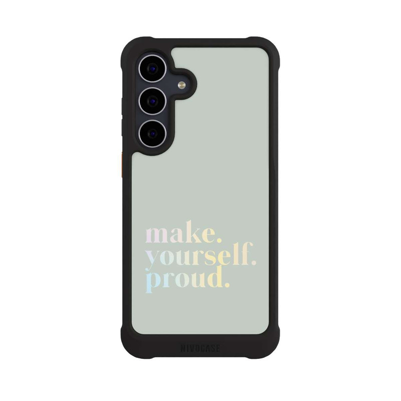 Galaxy S25 FE NIVOmax Make Yourself Proud Zitat-Minze und Farbverlauf
