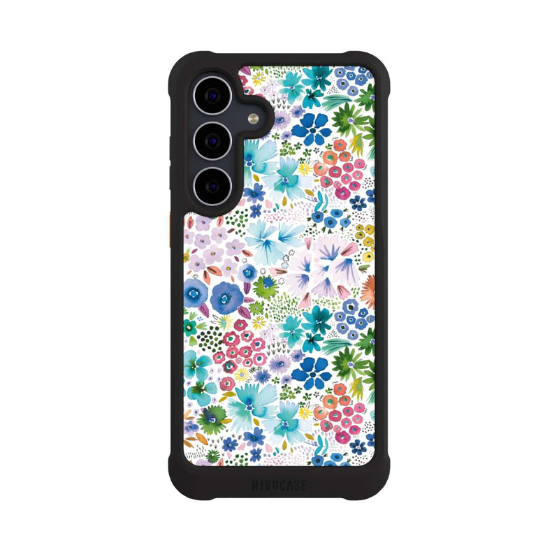Galaxy S25 FE NIVOmax Kunstvolle kleine Frühlingsblumen blau