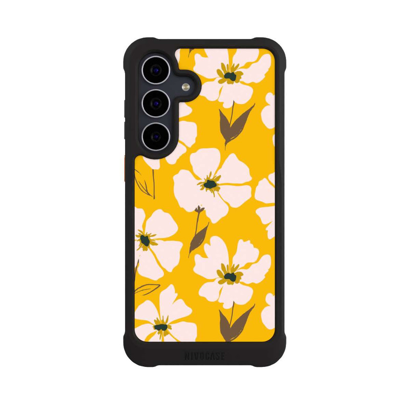 Galaxy S25 FE NIVOmax Blumenwiese auf Gelb Ocker