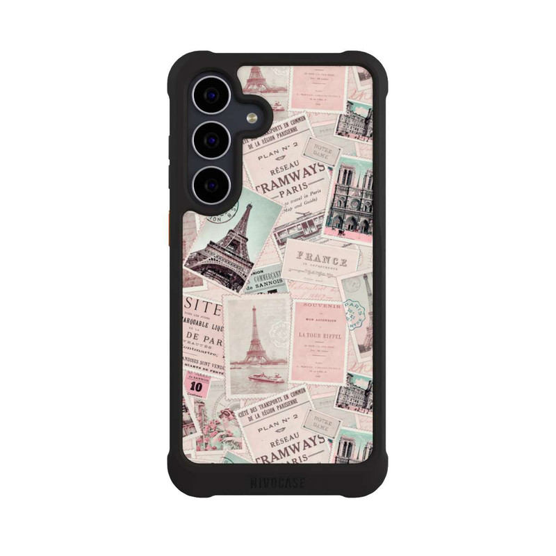 Galaxy S25 FE NIVOmax Vintage Paris Postcards Pattern