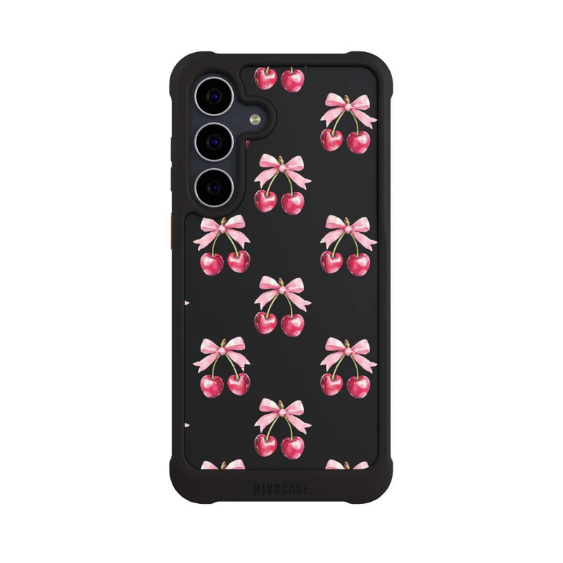 Galaxy S25 FE NIVOmax Cherry Bow Pattern Transparent with AI