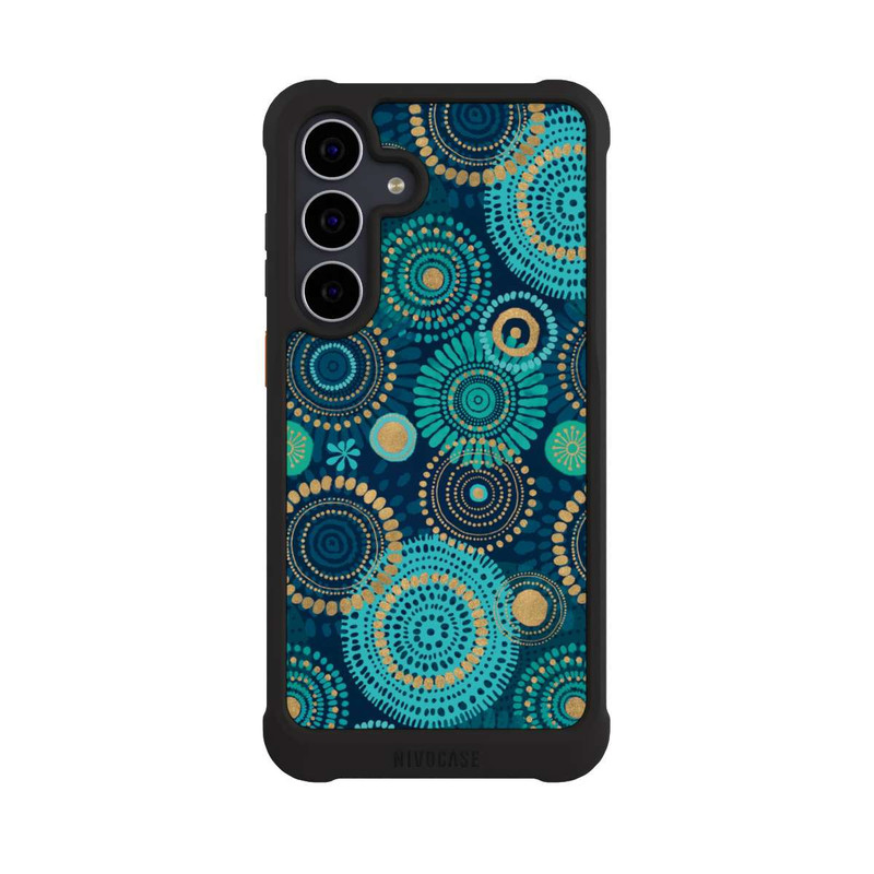 Galaxy S25 FE NIVOmax Blockprint India Teal Gold