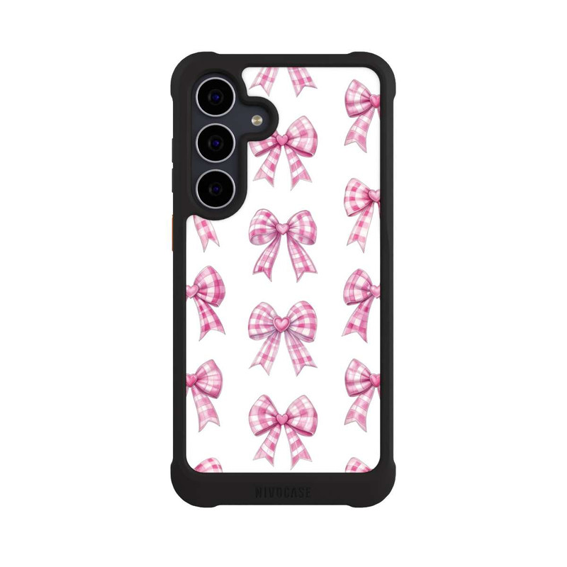 Galaxy S25 FE NIVOmax Pink Gingham Hearts and Bows