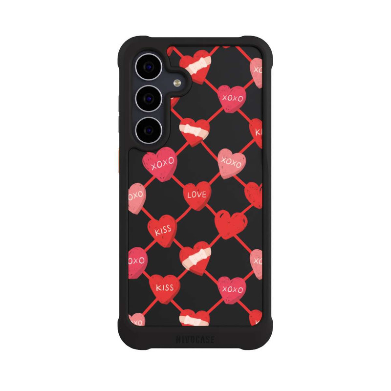 Galaxy S25 FE NIVOmax Herz Muster XOXO Rot