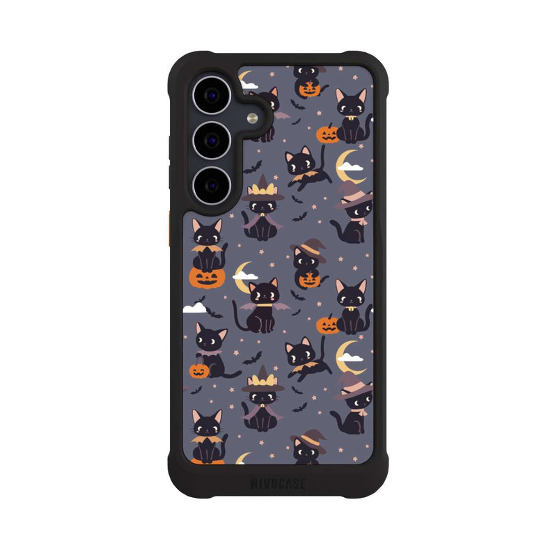 Galaxy S25 FE NIVOmax Cute Halloween Witch Cats and Pumpkins