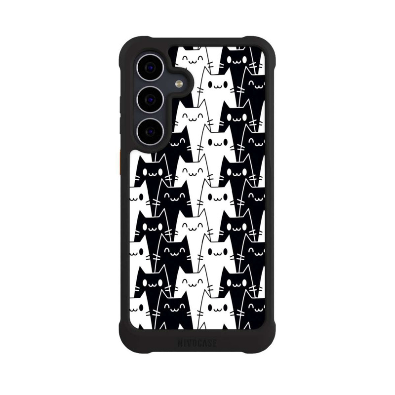 Galaxy S25 FE NIVOmax Katzentapete Schwarz Weiß